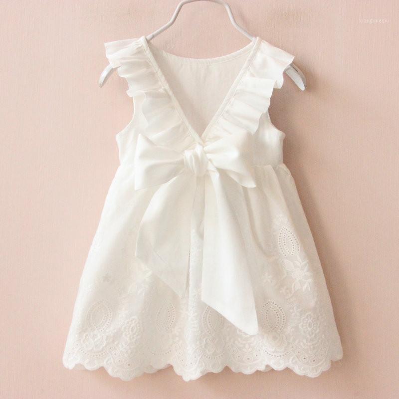 

Summer Casual Toddler Girls V Dresses Baby Girl Princess Birthday Party Bow Lace Dress Ball Gown Kids Vestido Children Clothing1, White bow dress