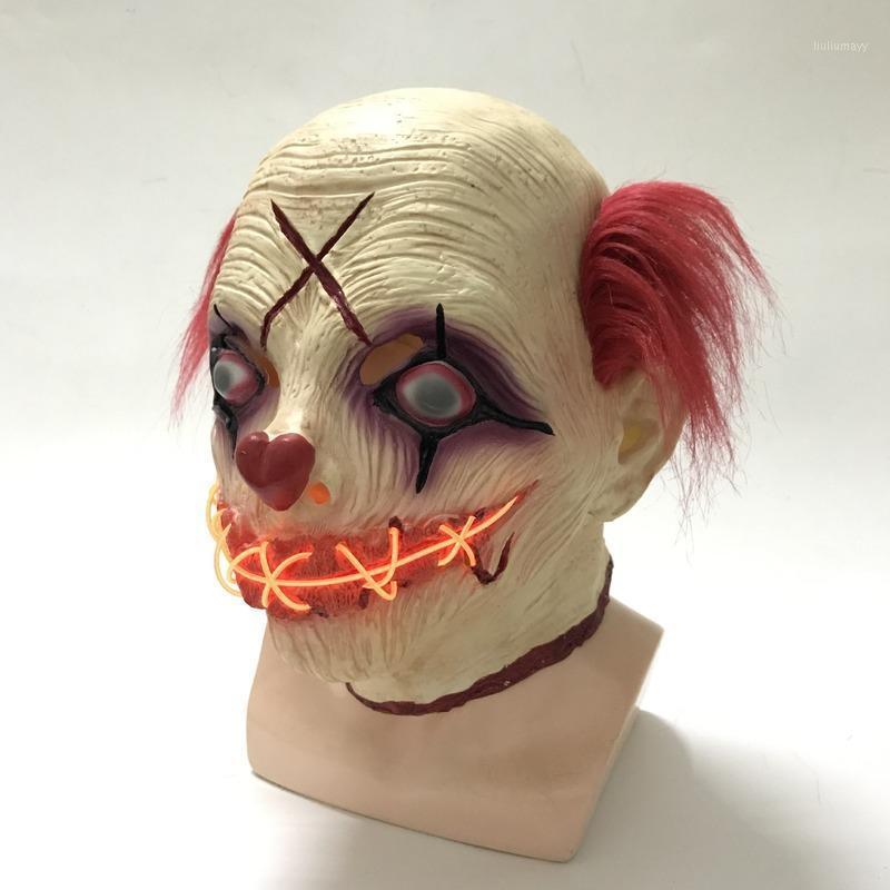 

Led Scary Evil Clown Mask Latex Halloween Costume Mask for Adults1