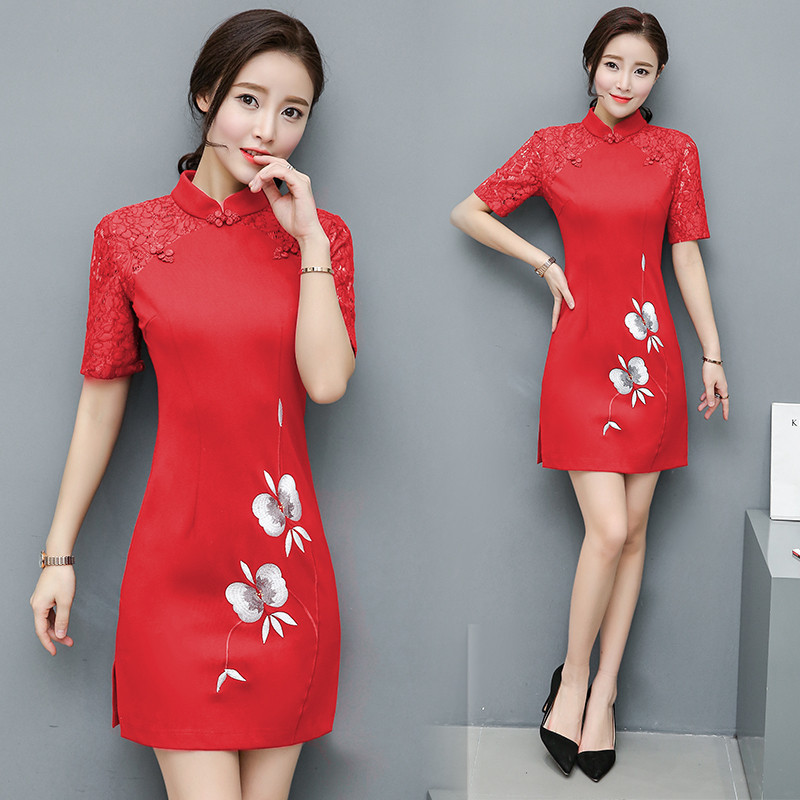 

2021 New Manga Femme Robe Short Retro-embroidered Female Ladies Thin Red Wine Mini Dress Summer Clothes for Womenfy547 R6w1, Navy blue.