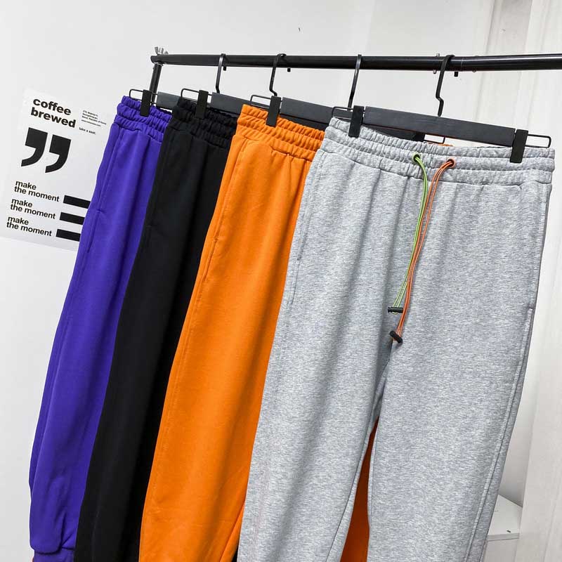 

Sports casual pants spring and autumn men's and women's clothing new Korean version of loose trend pure cotton wool loop sports casual trous, Orange