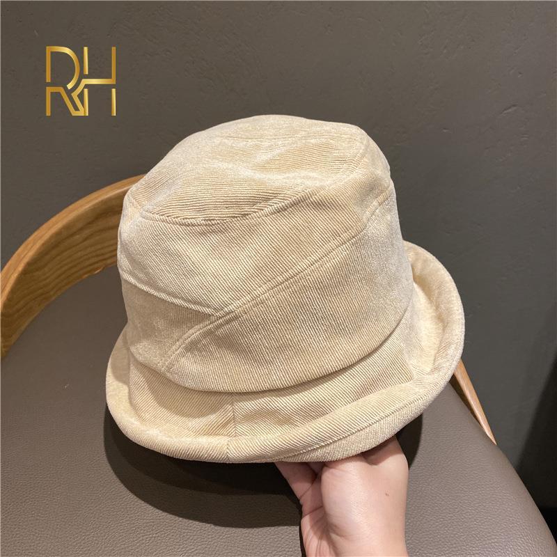 

2020 Fall Winter Classic Corduroy Bucket Hat Outdoor Panama Harajuku Fishing Bucket Hat For Female Male Unisex Casual Cap, Black