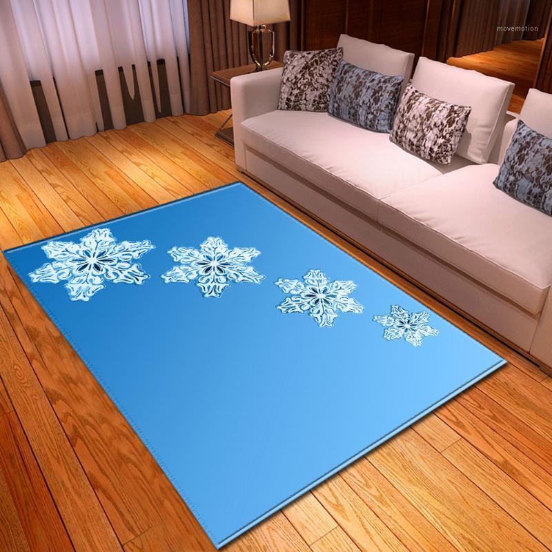 

Nordic Blue Snowflake Carpet Bedroom Rug Kids Bedside Dinning Table Area Rug Home Decor Happy Christmas Living Room Carpets1, No-2
