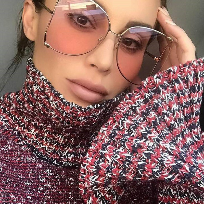 

Fashion Oversized Sunglasses Women 2020 Brand Designer Big Square Sun Glasses Pearl Decoration Cat Eye Shades Butterfly Eyewear