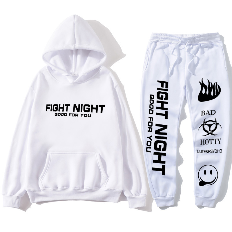 

2021 New Set Printed Long Sweatshirt Sports Men Women White Street Clothing Trousers Autumn and Winter Fashion Hoodie + Pants Tbzd, Gray.gray