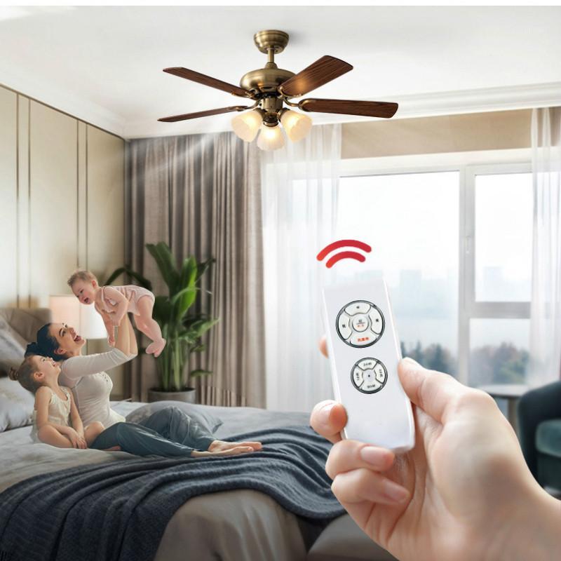 

Modern Simple Fan Lamp Household Hanging Fan Lamp Wooden Blade Iron Leaf Restaurant Living Room Electric Chandelier1