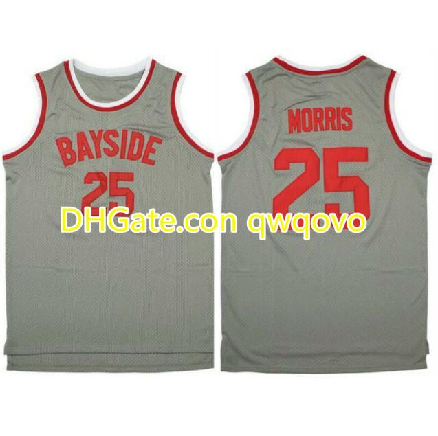 

The Bell Zack Morris #25 Bayside Tigers Basketball Jersey Stitched Gray Red Great Quality Jerseys Size S-3XL, Black;red