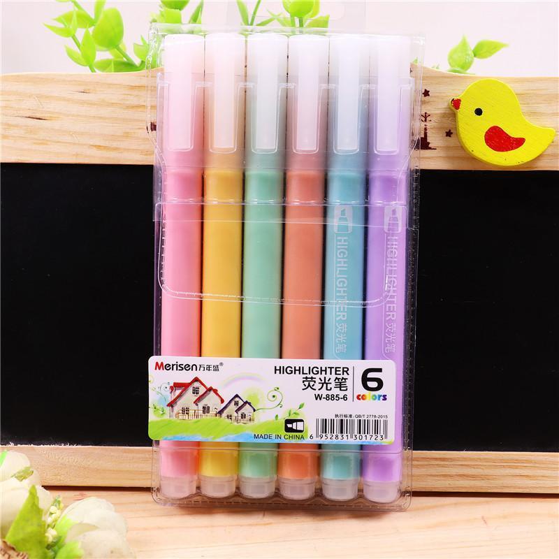 

6 Color Colorful Highlighter Marker Pen Drawing Fluorescence Marker Pen School Office Supply Student Stationery1