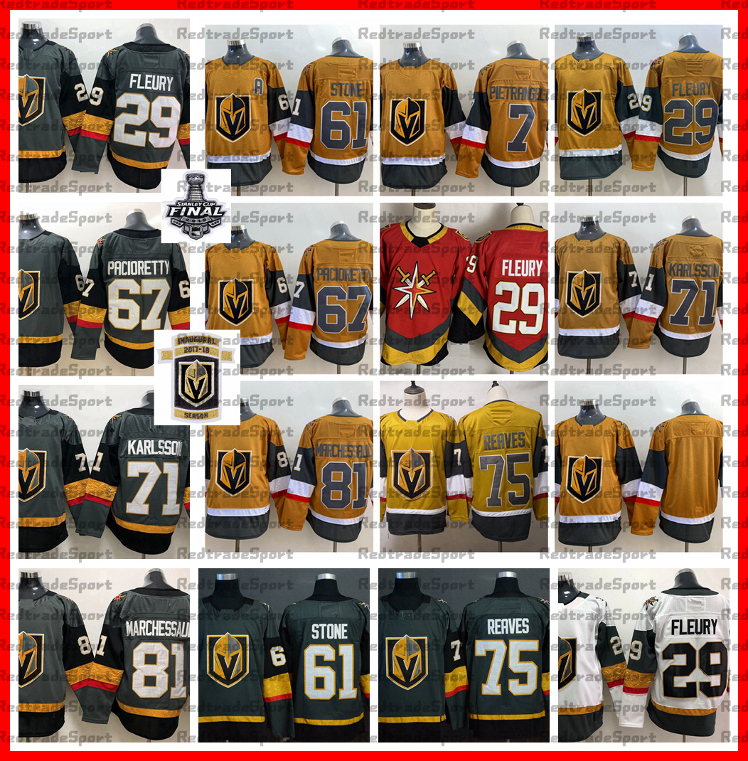 

2021 Reverse Retro Vegas Golden Knights 29 Marc-Andre Fleury Karlsson Marchessault Pacioretty Reaves Stone Pietrangelo Tuch Hockey Jerseys, Grey