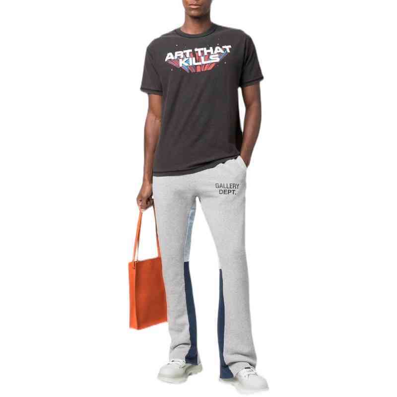 

Sweatpants gallerydept 2022 men' early spring new high street Vintage letter print versatile short sleeve T-shirt Unisex, Dark brown