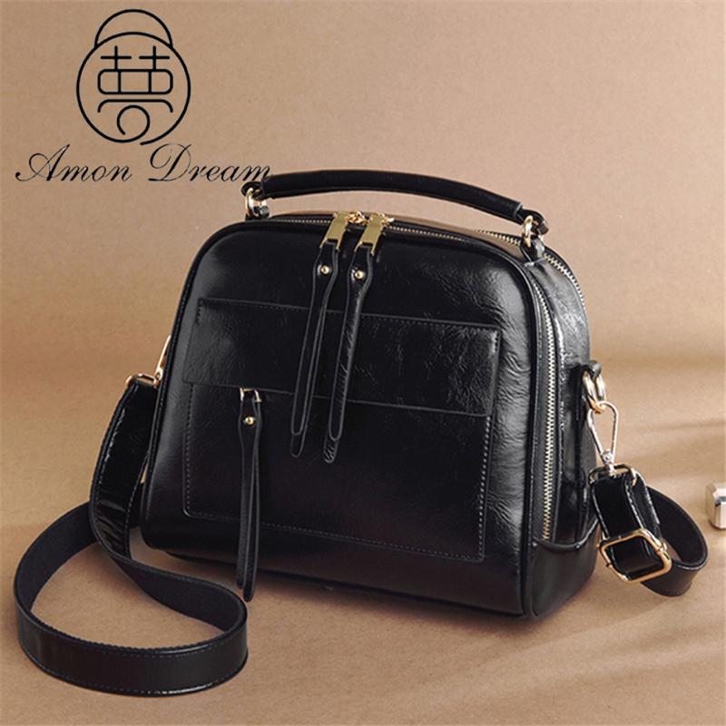 

New Retro Oil Leather Luxury Handbags Women Bags Designer Casual Female Shoulder Crossbody Bag High Quality Trending Bag, Black