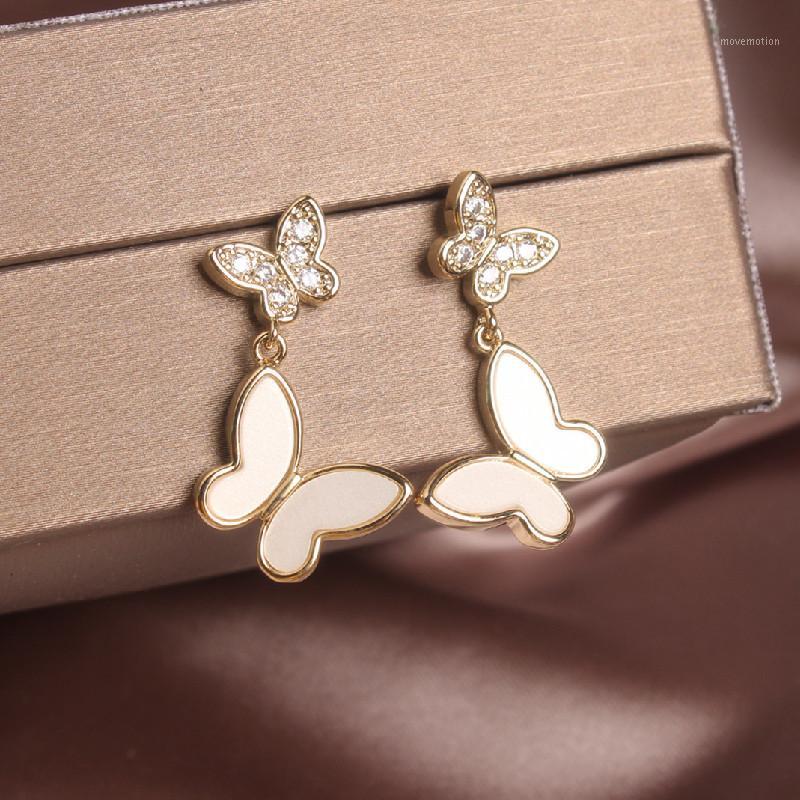 

Shiny Side New Accessories Crystal Butterfly Stud Earrings for Women Simple Style Gift Elegant Shell Earrings1