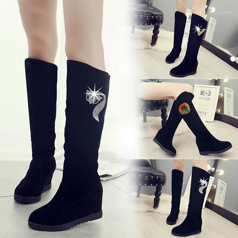 

Winter Shoe Rhinestone Decoration Wild Plus Velvet Thick Snow Boots Warm Women's Boots Thick Bottom High 2020 Tennis Shoes1, Black