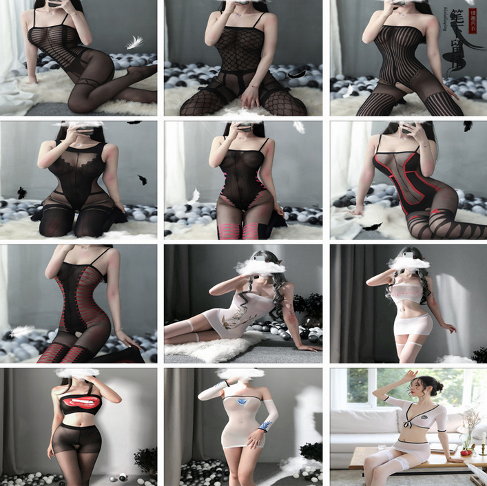 

wholesale Sexy Lingerie Hot Black Lace Perspective Women Lingerie Cosplay Uniform Sexy Erotic Lingerie Open Stocking Jumpsuit Sexy Costumes