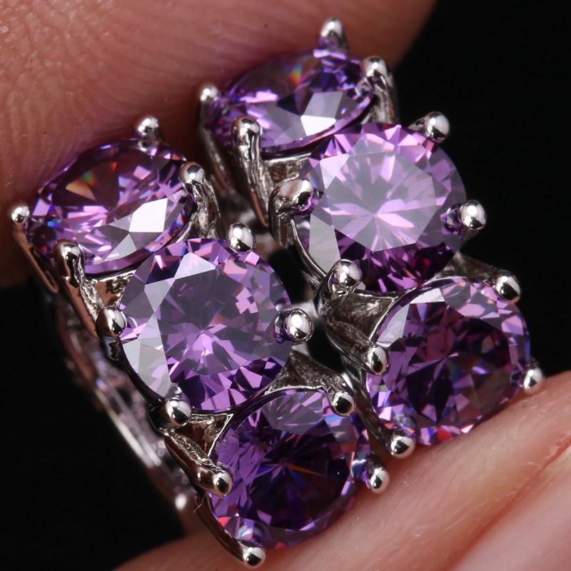 

Hoop & Huggie Unusual Purple Zircon Silver Plated Argent Earring S0856