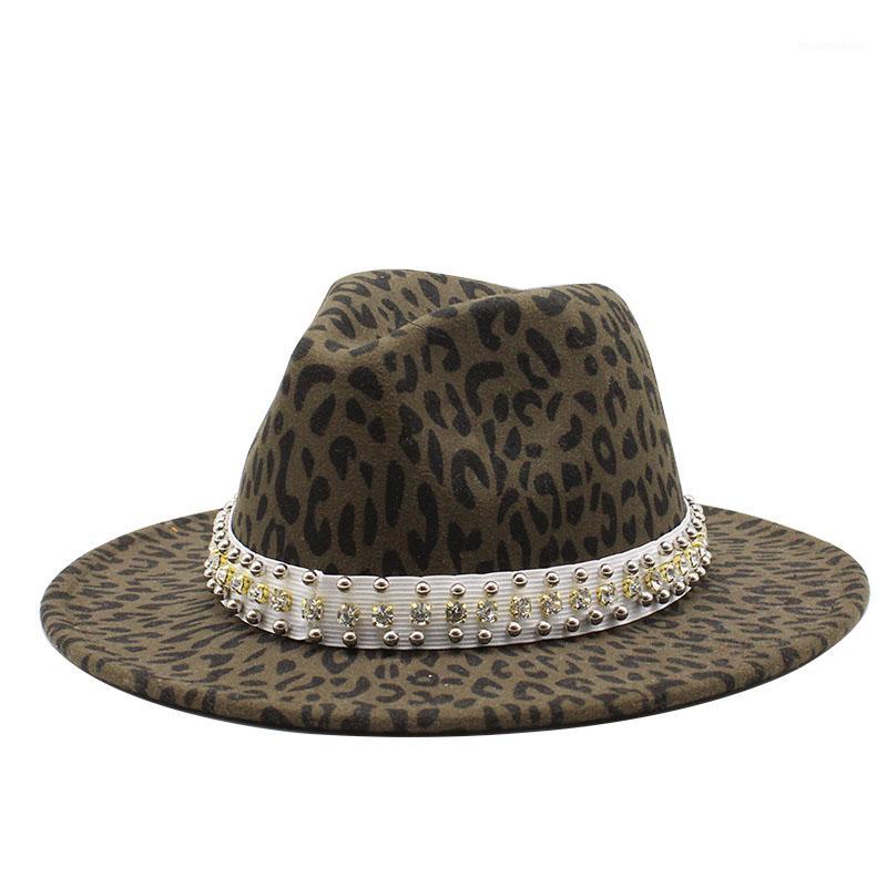 

Seioum Top Hat Winter Imitation Wool Felt Hat Men 2020 Classic Fashion Autumn Leopard print Fedora Hats Women1, Army green