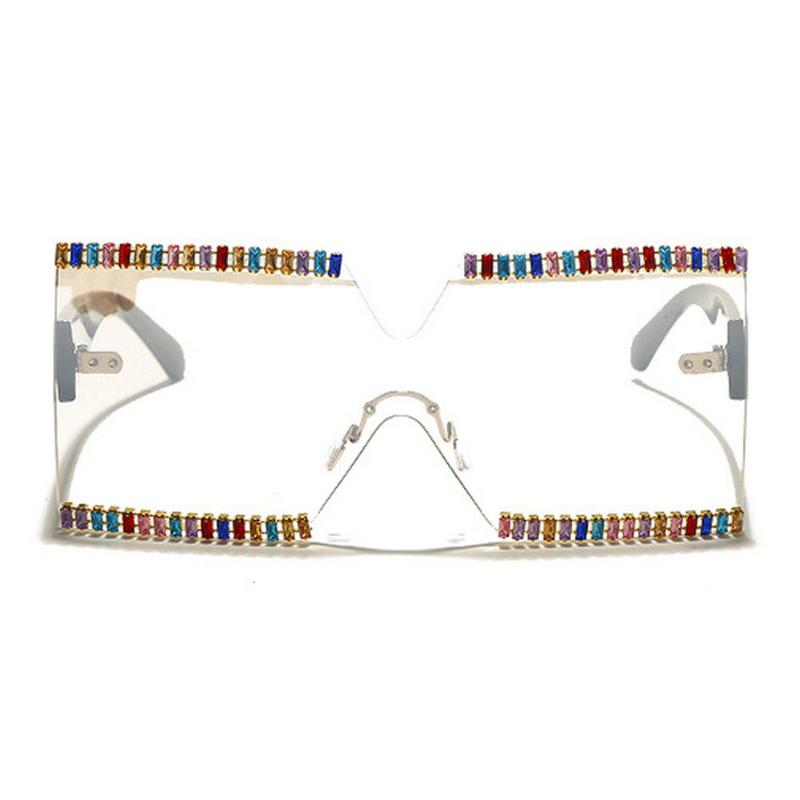 

Oversized Square Diamond Sunglasses Women Fashion Rhinestone Sunglasses Men One Piece Punk Shades Glasses FML