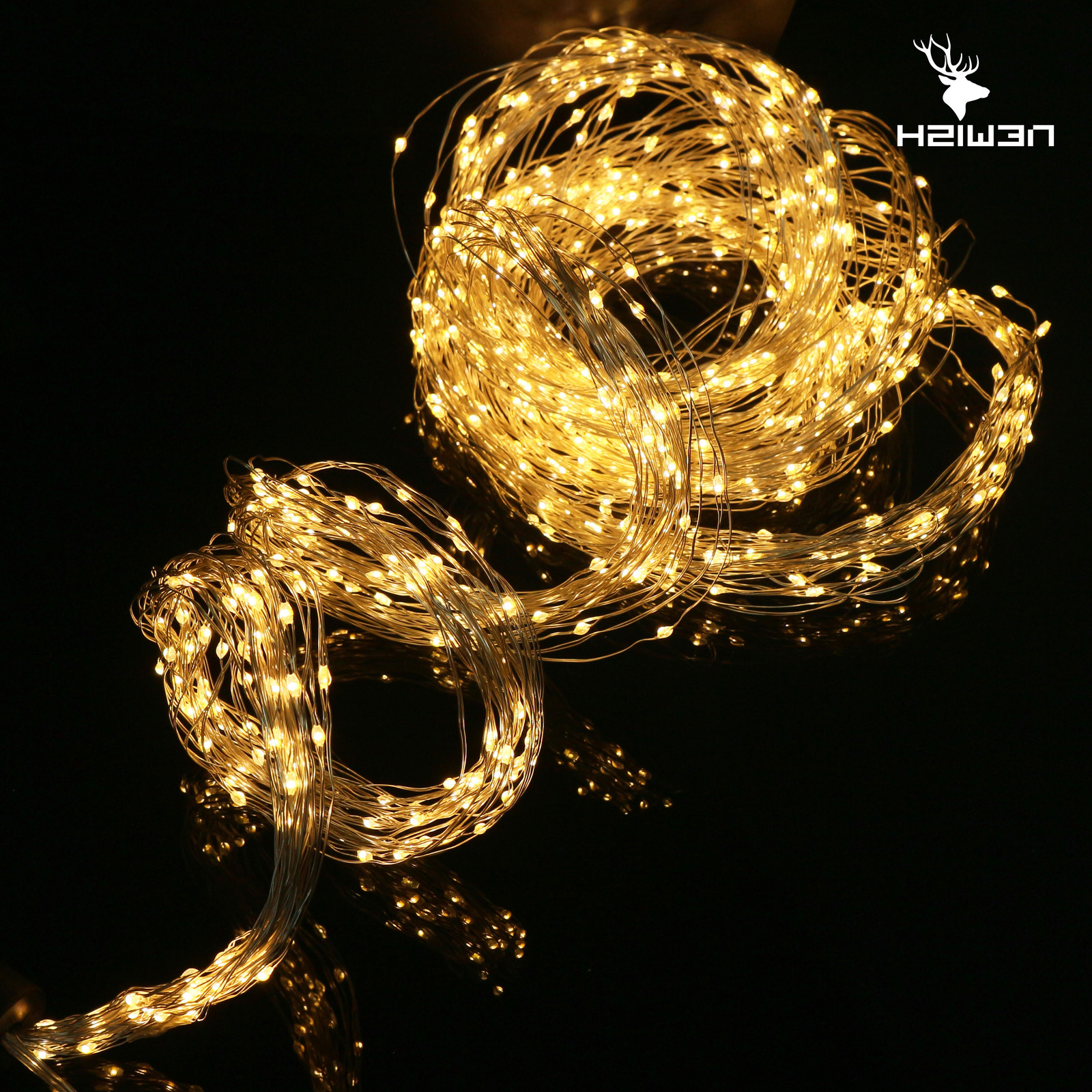 

adapter 640 Bulbs outdoor Ne warm 2.0M white led chain micro rice cluster string copper wire light for christmas decor