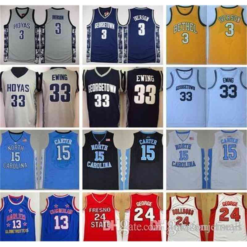 

University 3 Georgetown Hoyas Allen Iverson Jersey Patrick Ewing Uniform 33 Vince Carter Paul George Wilt Chamberlain 13 Basketball, As photo