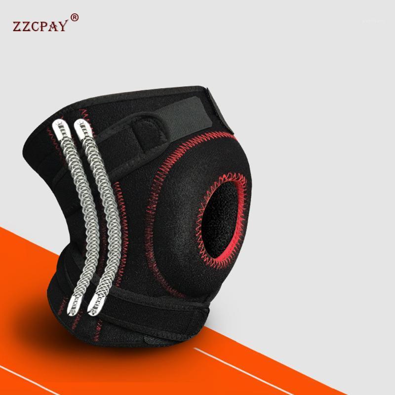 

1PCS Adjustable Exercise Training Elastic Knee Support Bracket Protection Knee Adjustable Tibial Pad Hole Safety1, Black