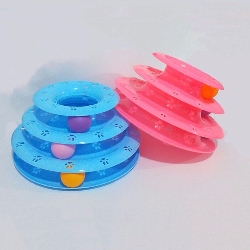 

Cat Toy Game Mouse Kitten Interactive Cat Toy Funny Ball Tower Supplies Turntable Three Layers