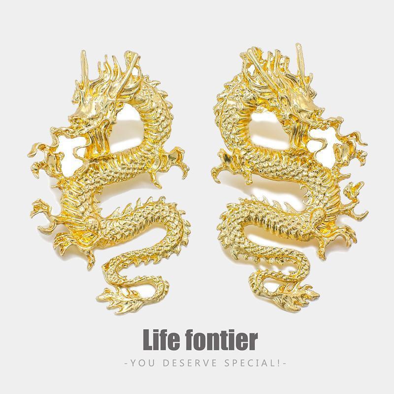 

Lifefontier Gothic Exaggerated Chinese Style Metal Drop Earrings Dragon Shape Long Dangle Earrings for Women Jewelry Accessories1