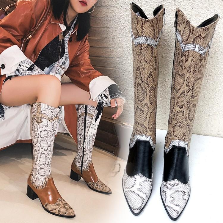 

women shoes 2021 Pointed Toe Knee-High boots for women 32-481, Brown
