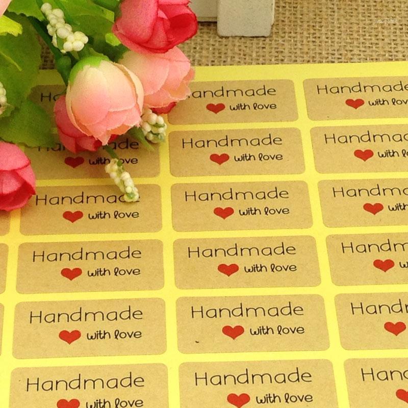 

Wholesale- 100pcs/lot 4x2cm Thank You love self-adhesive stickers kraft label sticker Hand Made Gift /Cake kraft sticker for gift box1
