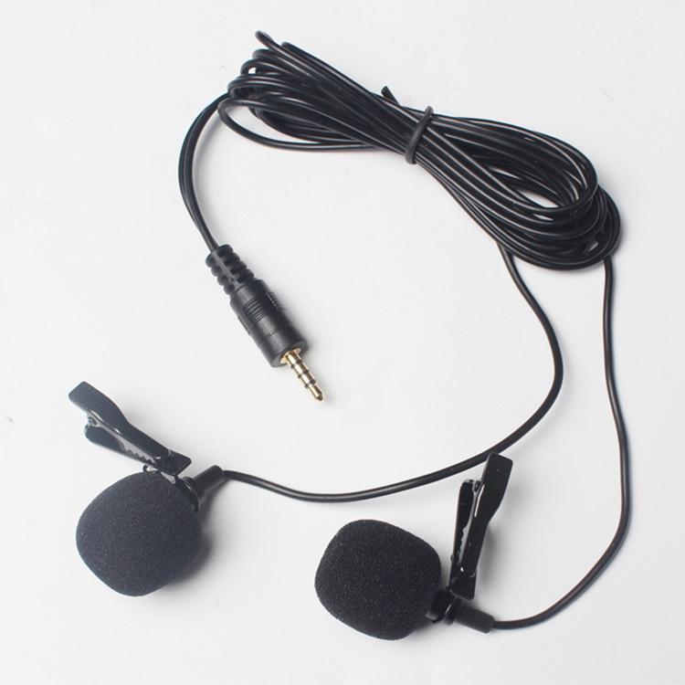 

1.5m Long Universal Portable 3.5mm Mini Headset Microphone Double Lapel Lavalier Clip Microphone for Lecture Teaching Studio Mic1