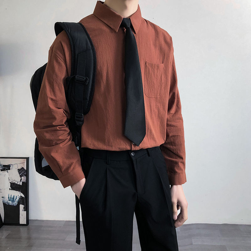 

Men's Spring 2021 and Winter New Lean S-5xl Faculty Art Shirt Fashion Young Clothes 2SK4, Rust