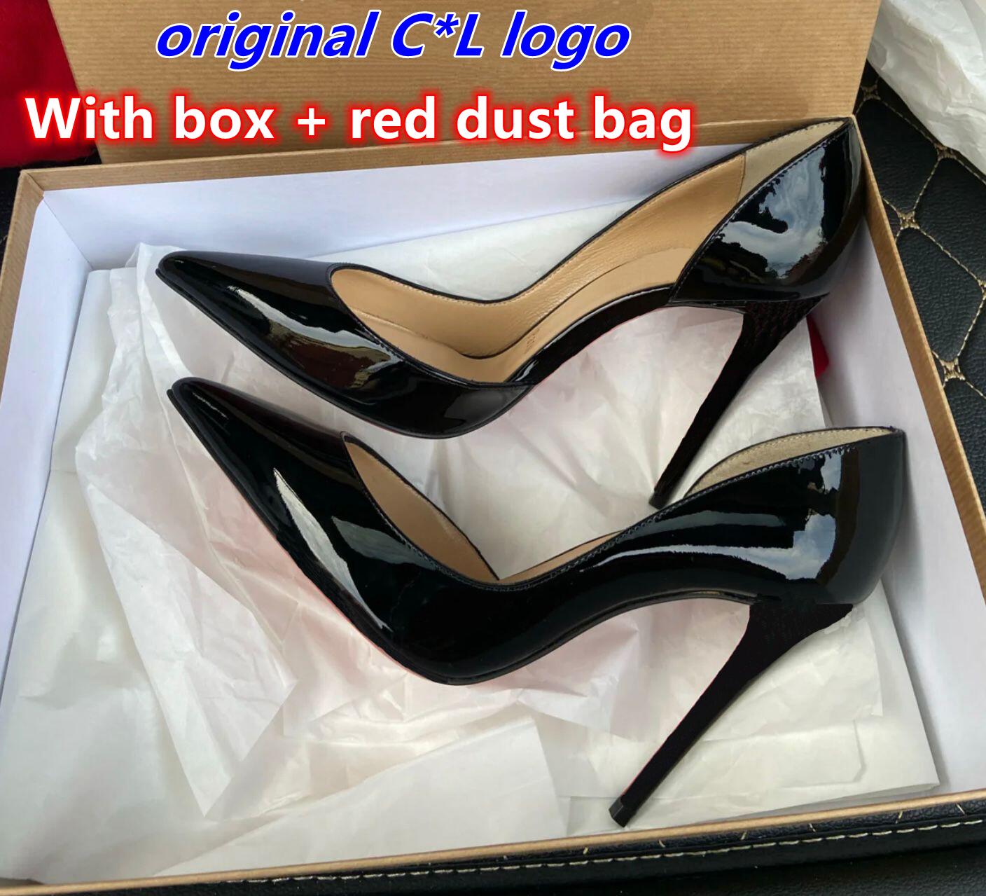 

Sandals Dress Shoes Top Quality 2022 Women Shoe Red Bottoms High Heels Sexy Pointed Toe Red Sole 8cm 10cm 12cm Pumps Wedding Nude Black Shiny, Color19
