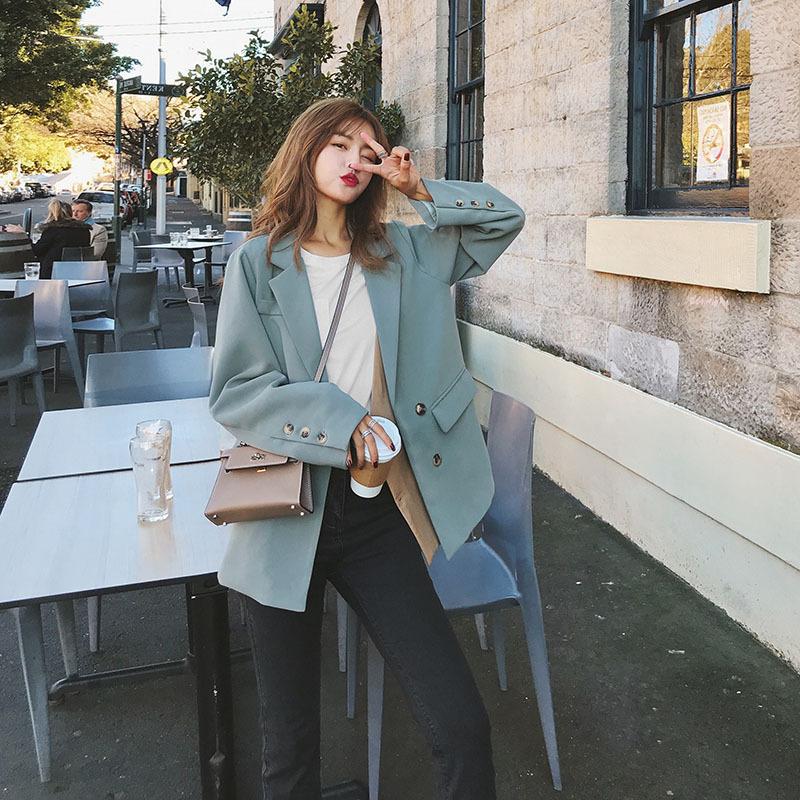

Elegant Office Lady Workwear Casual Blazer Top New Design Patchwork Loose Women Suit Blazer, Black