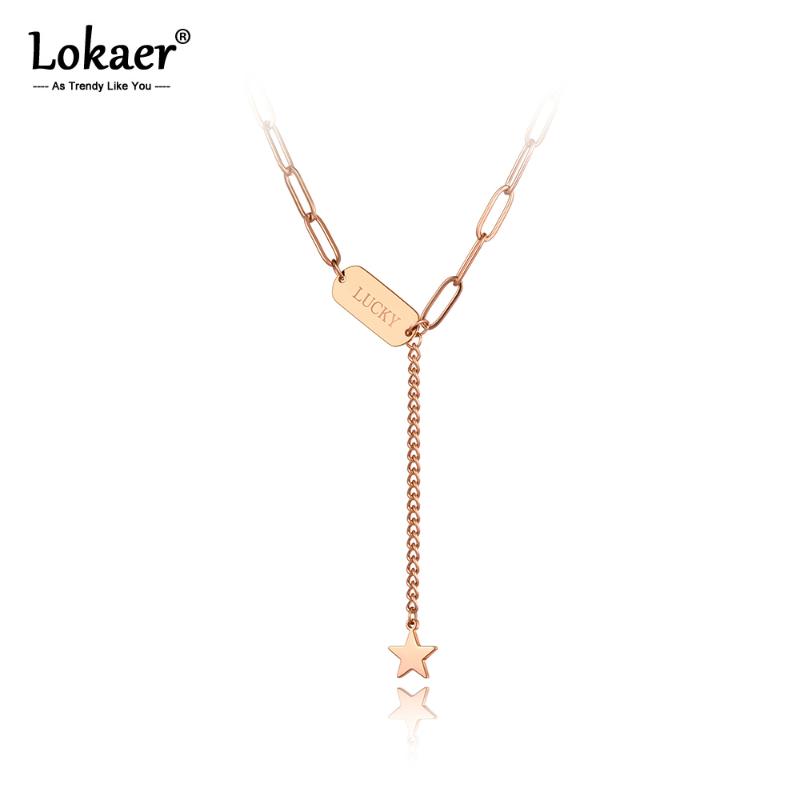 

Lokaer Original Design Stainless Steel Lucky Star Charm Chain Choker Necklace Jewelry Bohemia Pendant Necklace For Women N20208