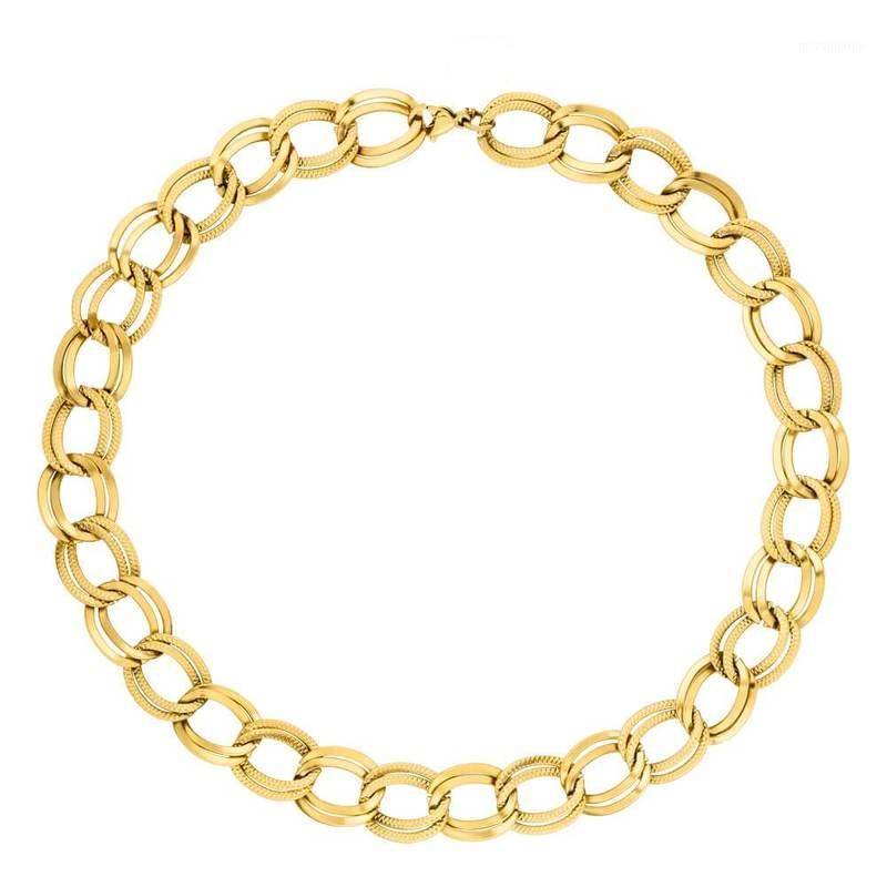 

Mavis Hare 40cm Stainless Steel AKELA Choker Necklace thick Chain luxury Oval Plain Sparkling O style Necklace for Beach girl1