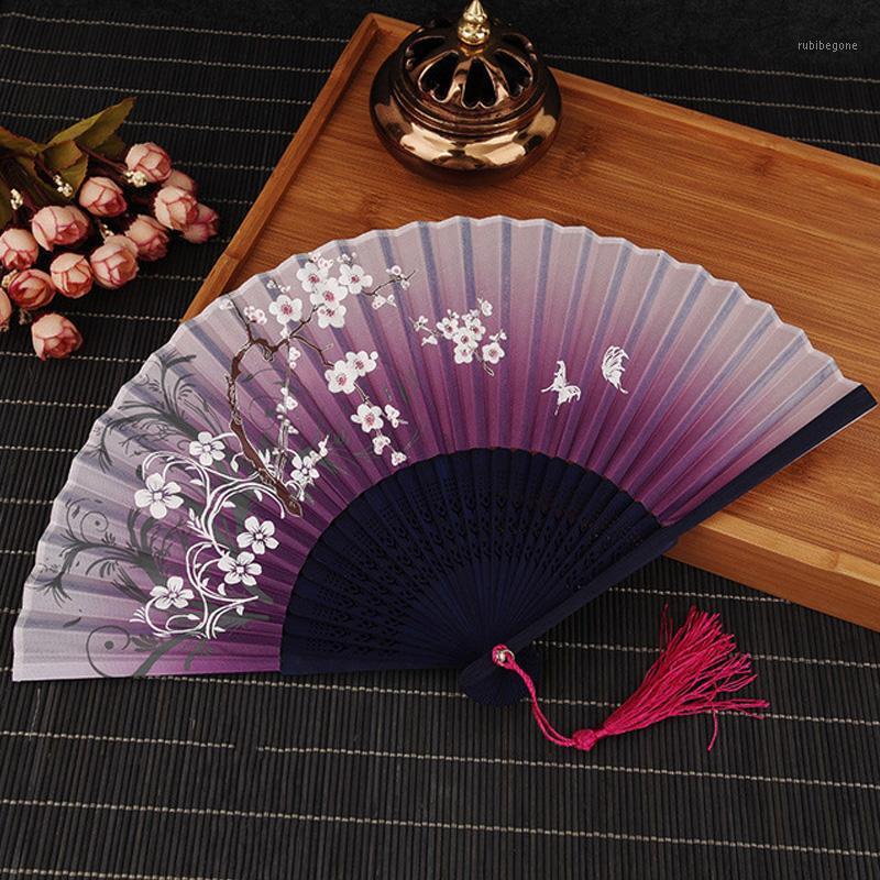 

Summer Vintage Bamboo Folding Hand Held Flower Fan Chinese Dance Party Pocket Gifts Women Dancing Hand Fans Decor1