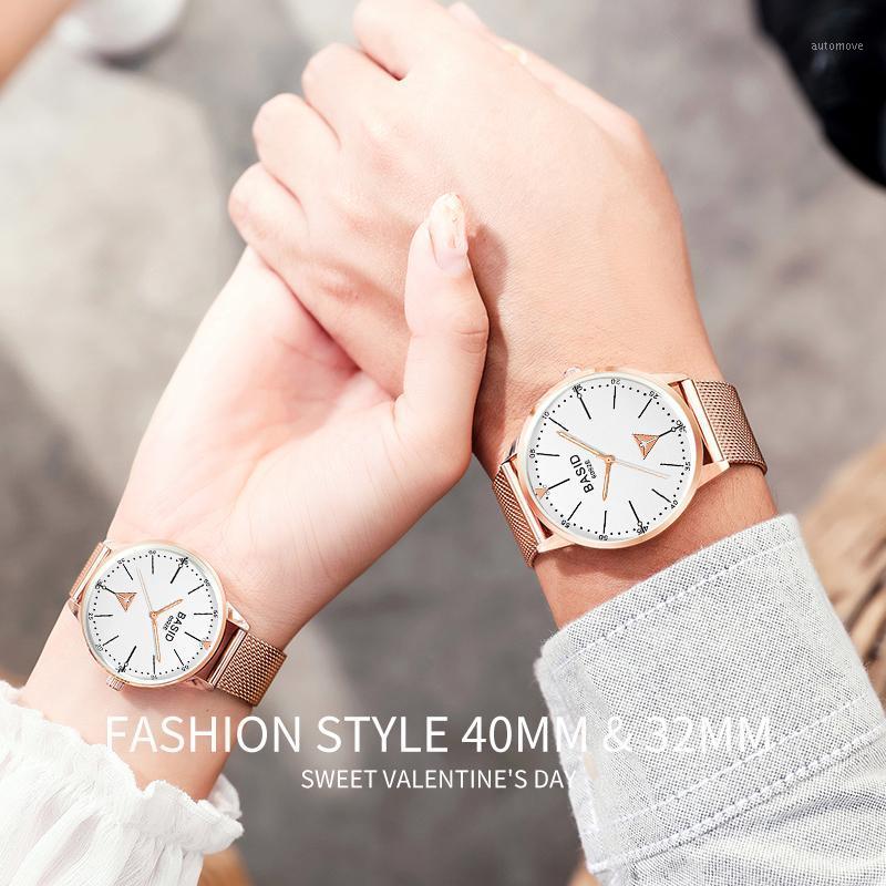 

BASID Watches for Women Men's Watches 2020 Fashion Waterproof Wristwatch Top for Couple Female Male Christmas Gift1, Couple white gold