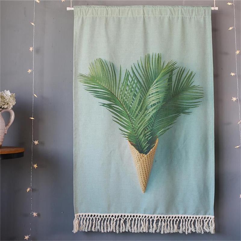 

Pineapple Leaf Flower Linen Cotton Blackout Decorative Door Curtains for Kitchen Fengshui Door Curtains for WC Coffee, As per the photo