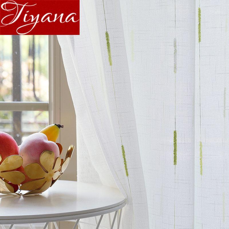 

Linen White Gauze Curtains Striped Screens Green Tulle Curtains Bay Window Partition Living Room Balcony Sheer Fabric M202#401, White tulle