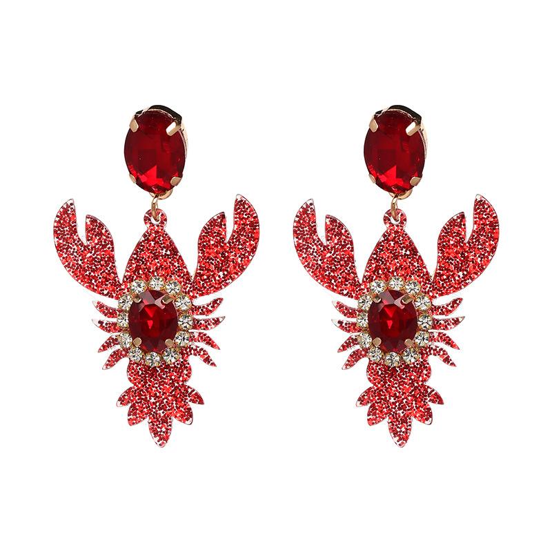 

Crayfish Earrings for Women 5 Colors Crystal Large Drop Earrings Boho Fringed Tassel Hanging Bridal Statement Jewelry