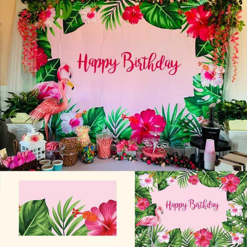 

Background Material Flamingo Backdrop Summer Birthday Party Decoration Tropical Leaves Pink Flower Po Girls Banner1