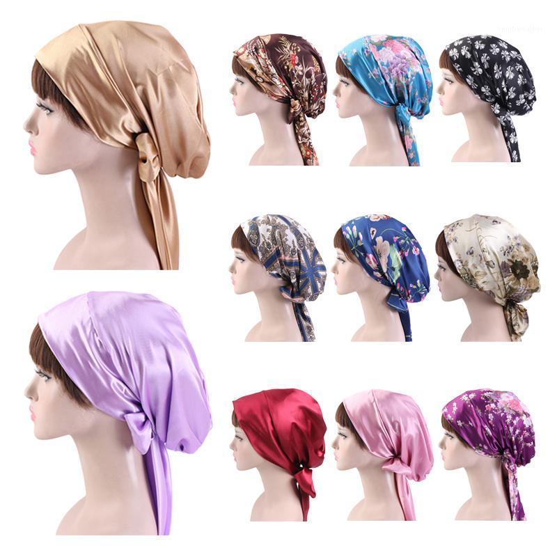 

Beanie/Skull Caps Style Women Hats Floral Turban Hat Cap Muslims Flower Bonnet Beanie Arab Amira Headwear Satin Islamic Bow 1, 03 wine red