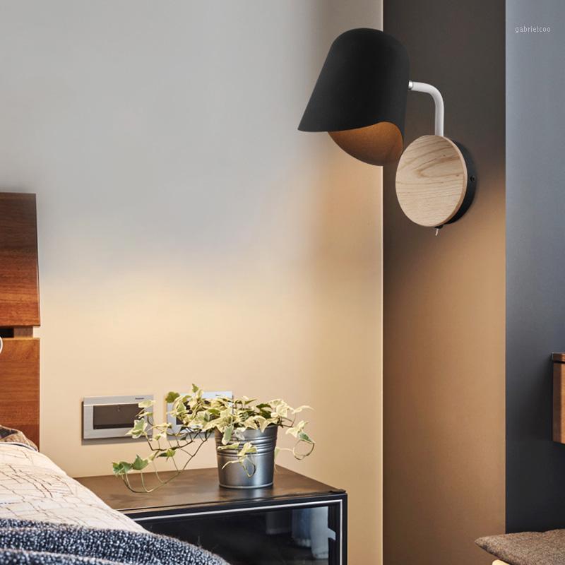 

Artpad Black White Wall Lamp Bedside E27 Sconces Modern Aisle Mirror Front Light Children Reading Nordic Wall Lamp with Switch1