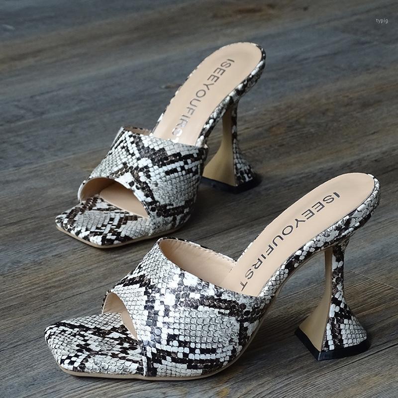 

New 2020 Summer Shoes Woman Slippers Square Toe Thin High Heel Slippers Women Sandals Elegant Dress Party Sandals Slides1, Zl-680-1 silver