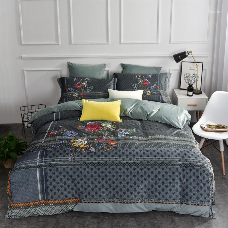 

Flannel Fashion Classics Bedding set Winter Warm Fleece Soft Duvet cover Bed Sheet Pillowcases Queen King size 4pcs1, Xs10