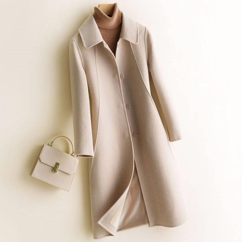 

Winter Wool Coat and Jacket Women Plus Size Korean Long Jacket Warm Beige Elegant Wool Coat Cashmere Vintage Cape Femme, Camel
