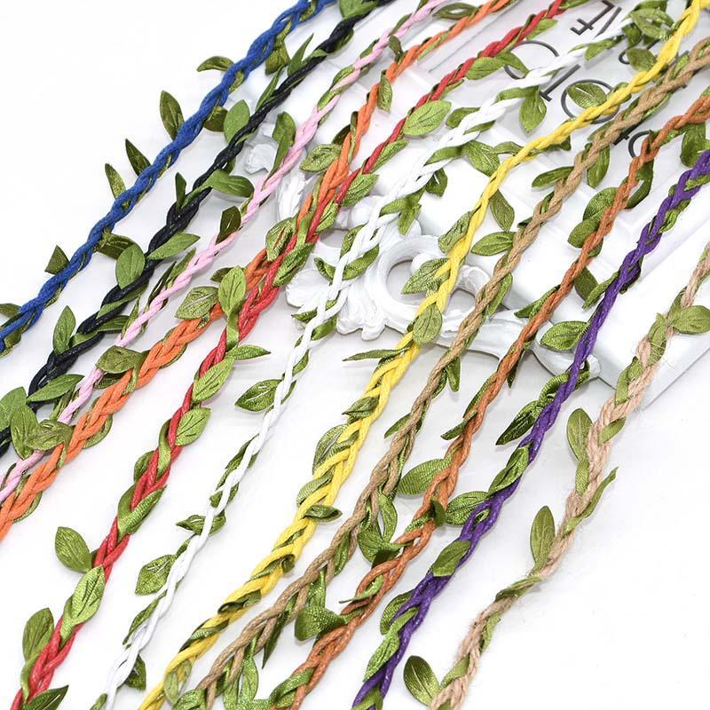 

2/4/10m Artificial Flower Jute Twine Rope Weave Green Plant Garland Fake Leaf Vine Wedding Party Wall Home Decor Photo Prop1, F12