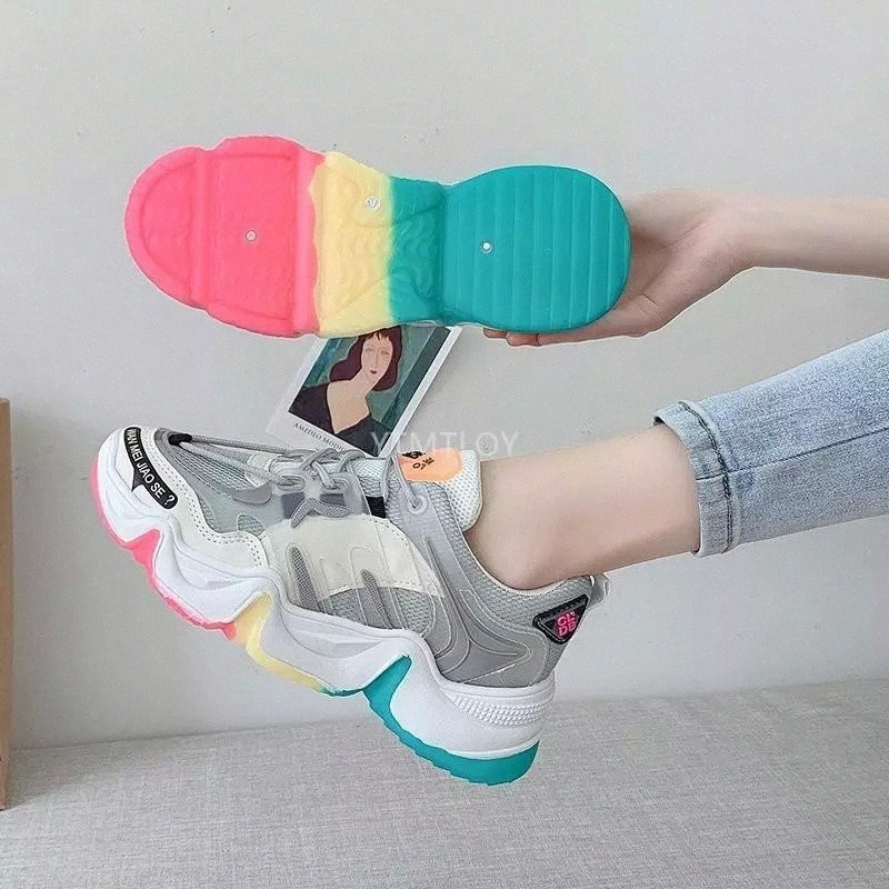 

Sneakers Women Platform Dad Sneakers Tenis Feminino Casual Flats Breathable Soft Chunky Shoes Zapatillas Mujer Cross-Tied #ge28