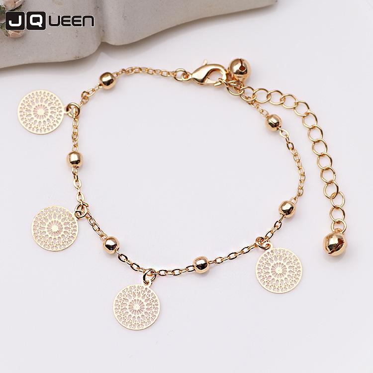 

Charm Bracelets Concise Personality Ornaments Aolly Gold Silver Bracelet Geometric Round Charms Beads Chains For Women