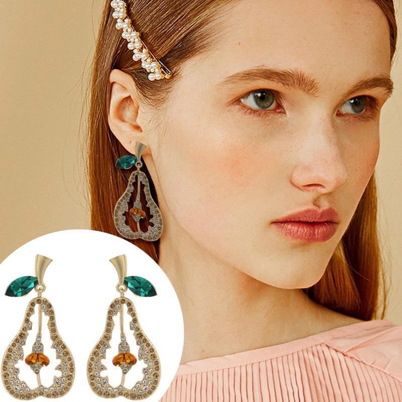 

Dangle & Chandelier Match-Right Korean Statement 2021 Pear Cactus Flower Earrings For Women Crystal Luxury Wedding Rhinestone Female Jewelry