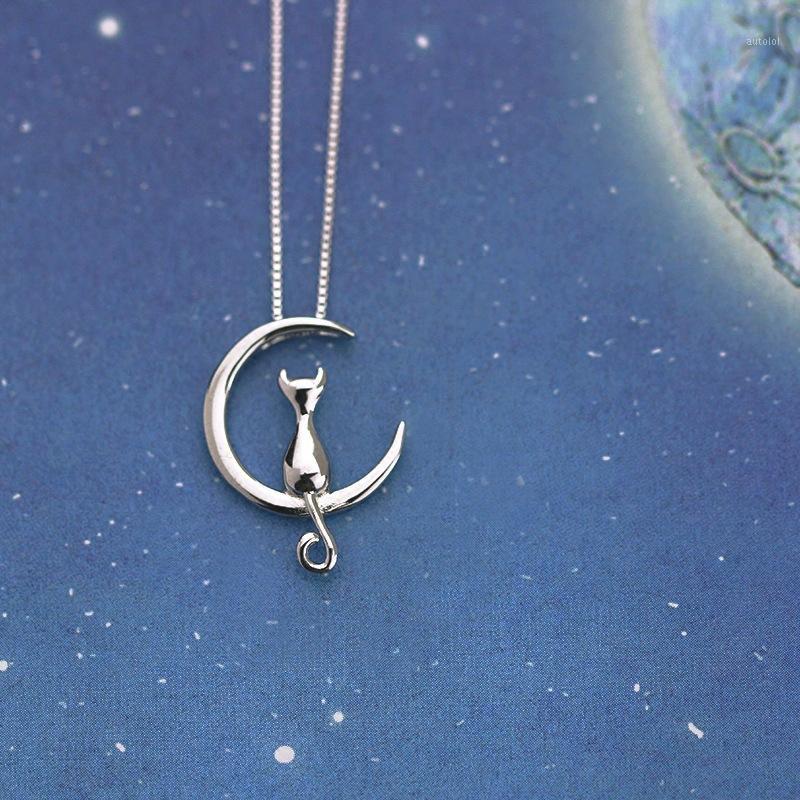 

New Designer Silver Color Moon Cat Choker Necklaces for Women Girls Christmas Gift1