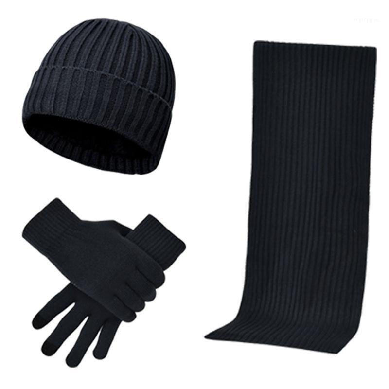 

Women Men Knitted Solid Color Beanie Scarf Hat Female Windproof Casual Stretch Mitten Bonnet Male Outdoor Winter Warm 3pcs Set1, Coffee